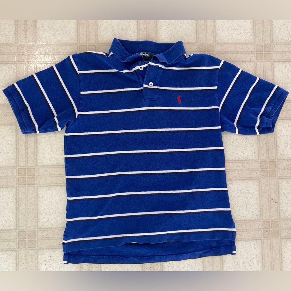 Polo Ralph Lauren Blue Short Sleeve Striped Shirt 8 10